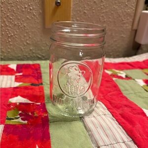 Clear Glass Mason Jar with Embossed Design from Slim Chickens
